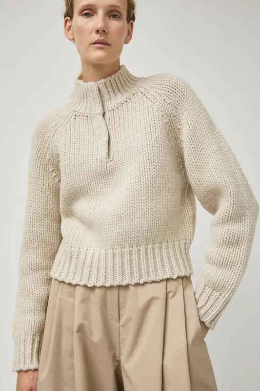Amomento Hand Knitted Half Neck Pullover in Ecru sold by No. 6