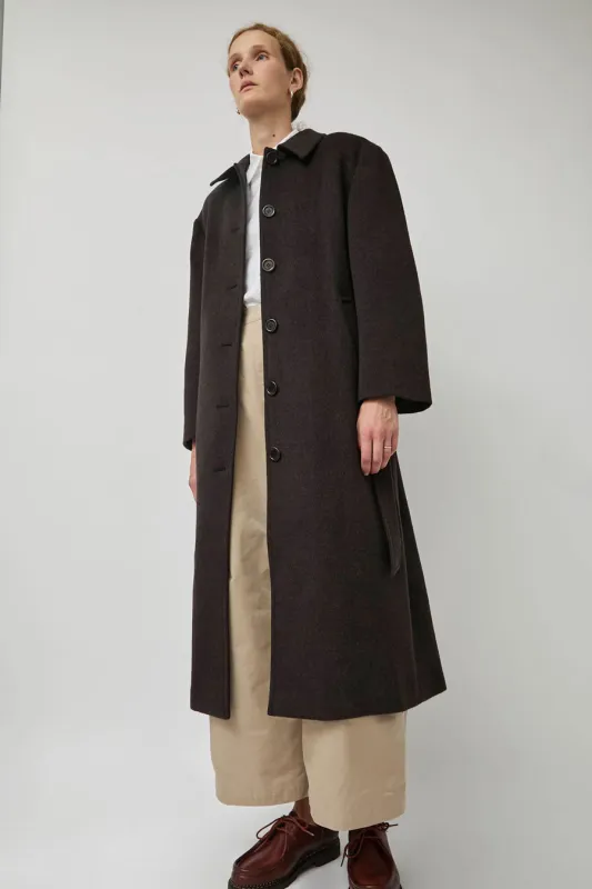 Amomento Single Breasted Maxi Long Coat in Dark Brown sold by No. 6