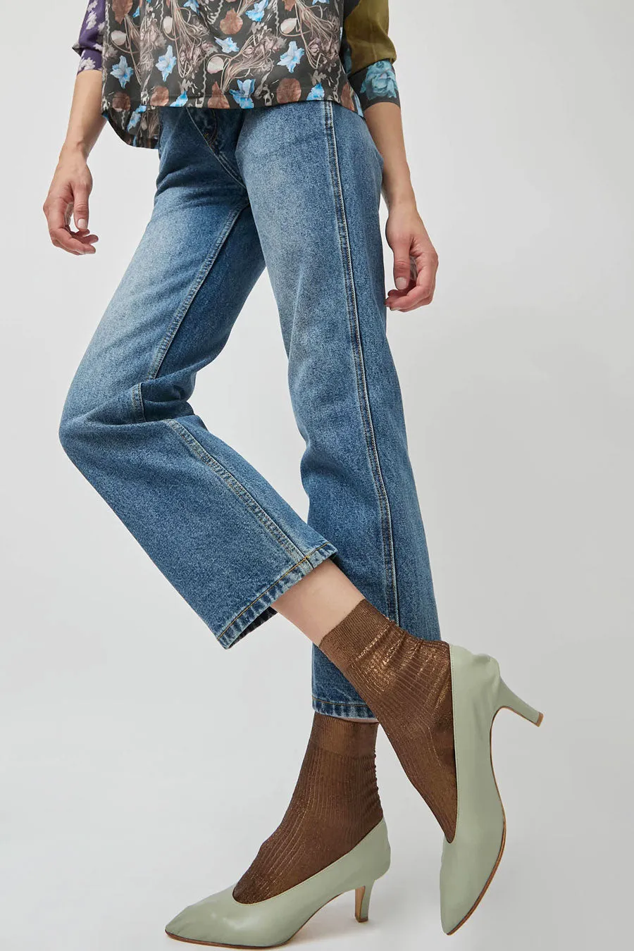 Maria La Rosa One Ribbed Laminated Socks in Brown sold by No. 6