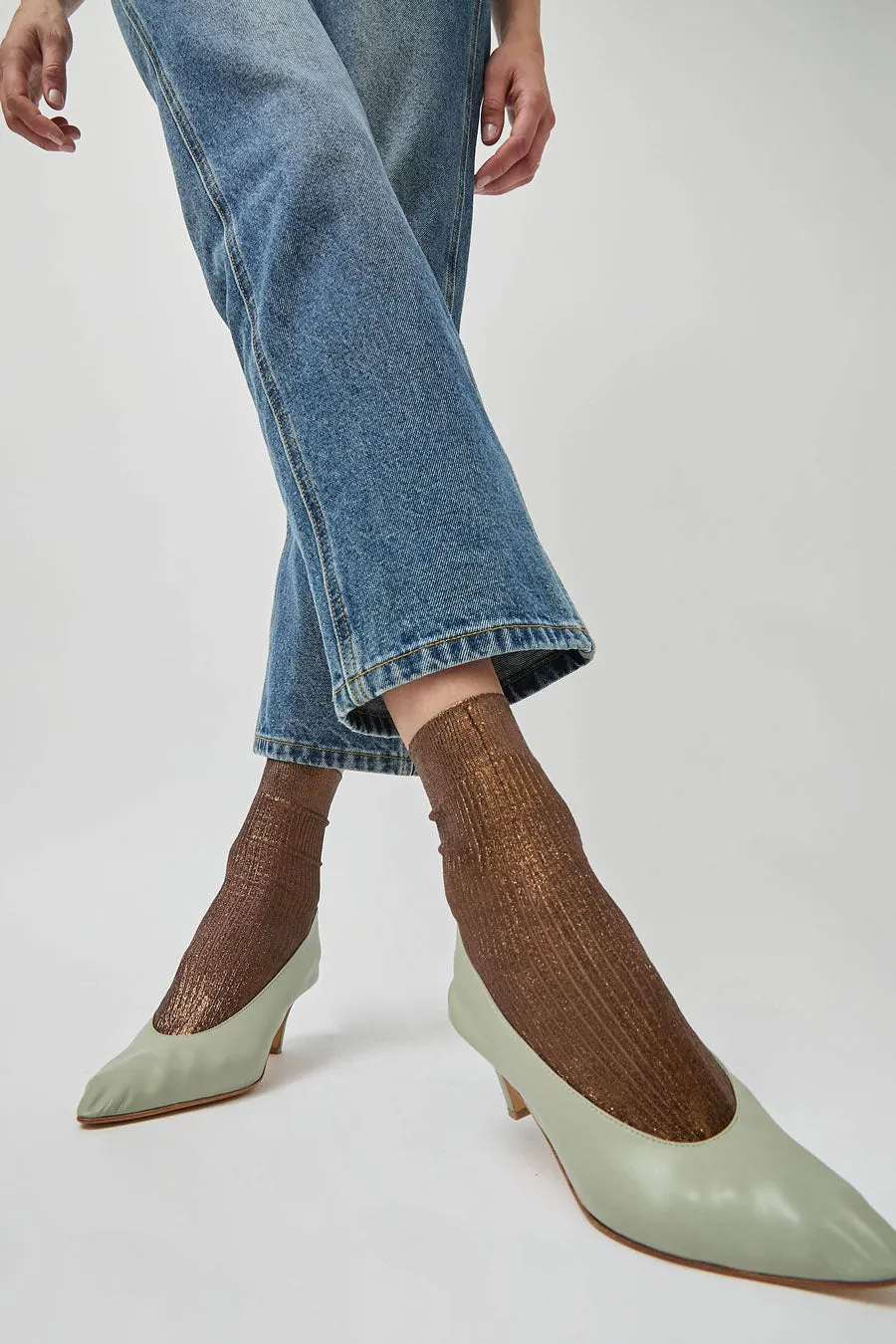 Maria La Rosa One Ribbed Laminated Socks in Brown sold by No. 6 product image thumbnail 4