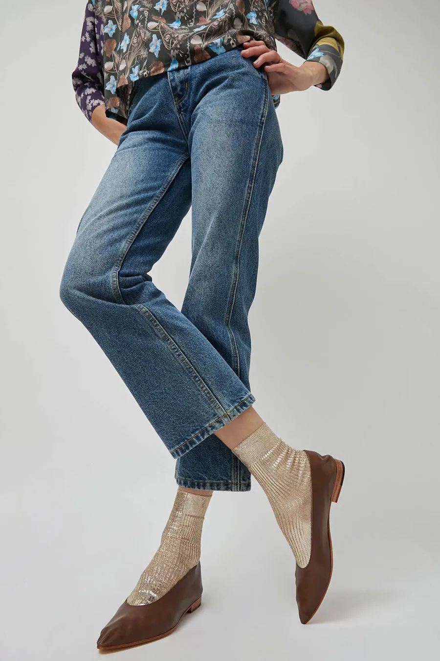 Maria La Rosa One Ribbed Laminated Socks in Platino sold by No. 6 product image thumbnail 4