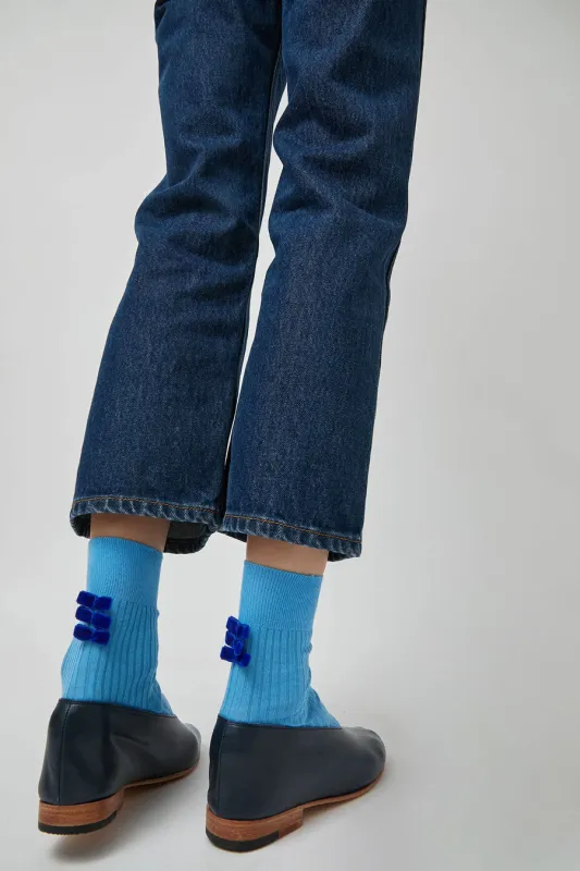 Maria La Rosa Poetry Socks in Blu Reale sold by No. 6