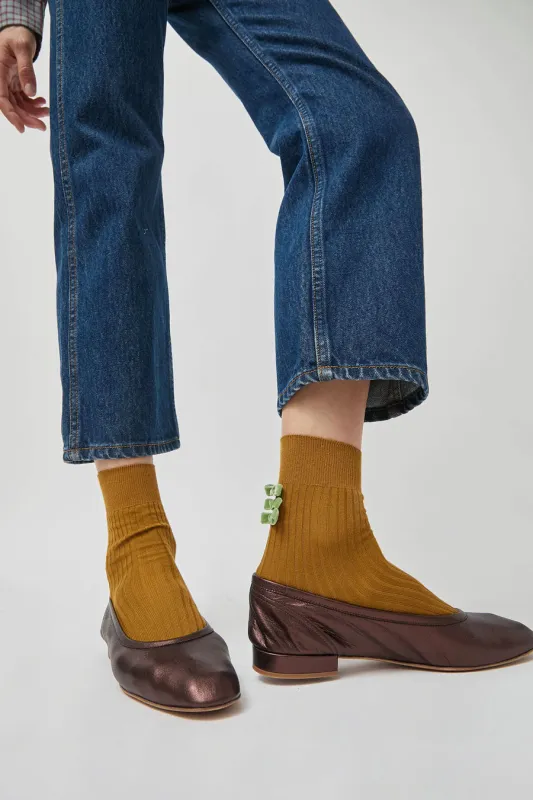 Maria La Rosa Poetry Socks in Ochre sold by No. 6