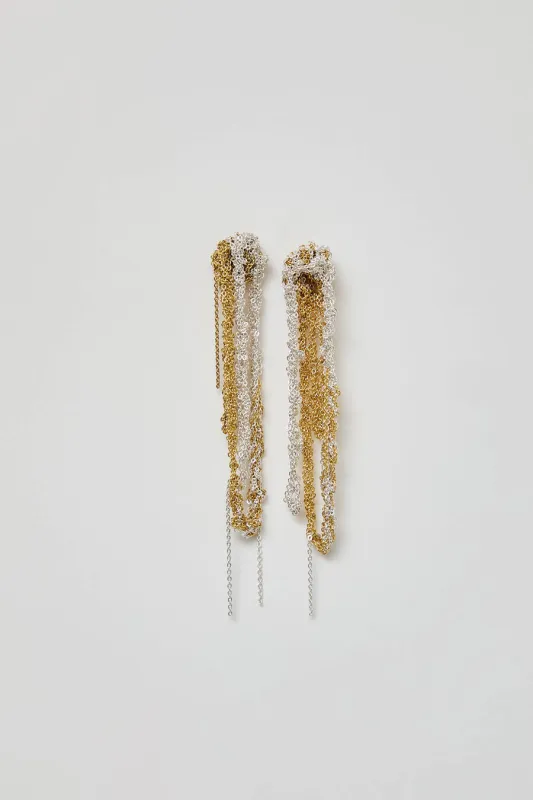 Arielle de Pinto Extra 2-Tone Drip Earrings in Silver and Gold sold by No. 6