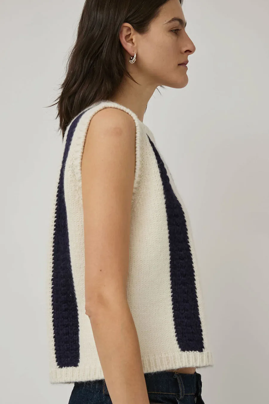 Nikki Chasin Sabine Striped Vest in Ivory and Navy sold by No. 6 product image thumbnail 2
