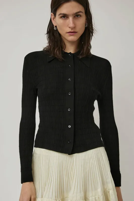 Nikki Chasin Knit Ruta Buttondown in Black made by No. 6