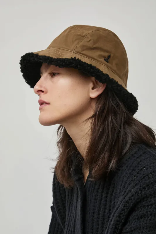 Muhlbauer Rikka Sherpa Lined Bucket Hat in Camel Ripstop and Black Sherpa sold by No. 6
