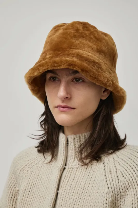 Muhlbauer Pol Lambskin Bucket Hat in Gold made by No. 6