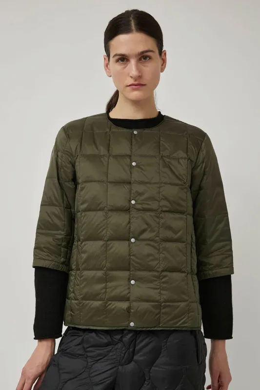 TAION Crew Neck Down 3/4 Sleeve in Dark Olive made by Taion