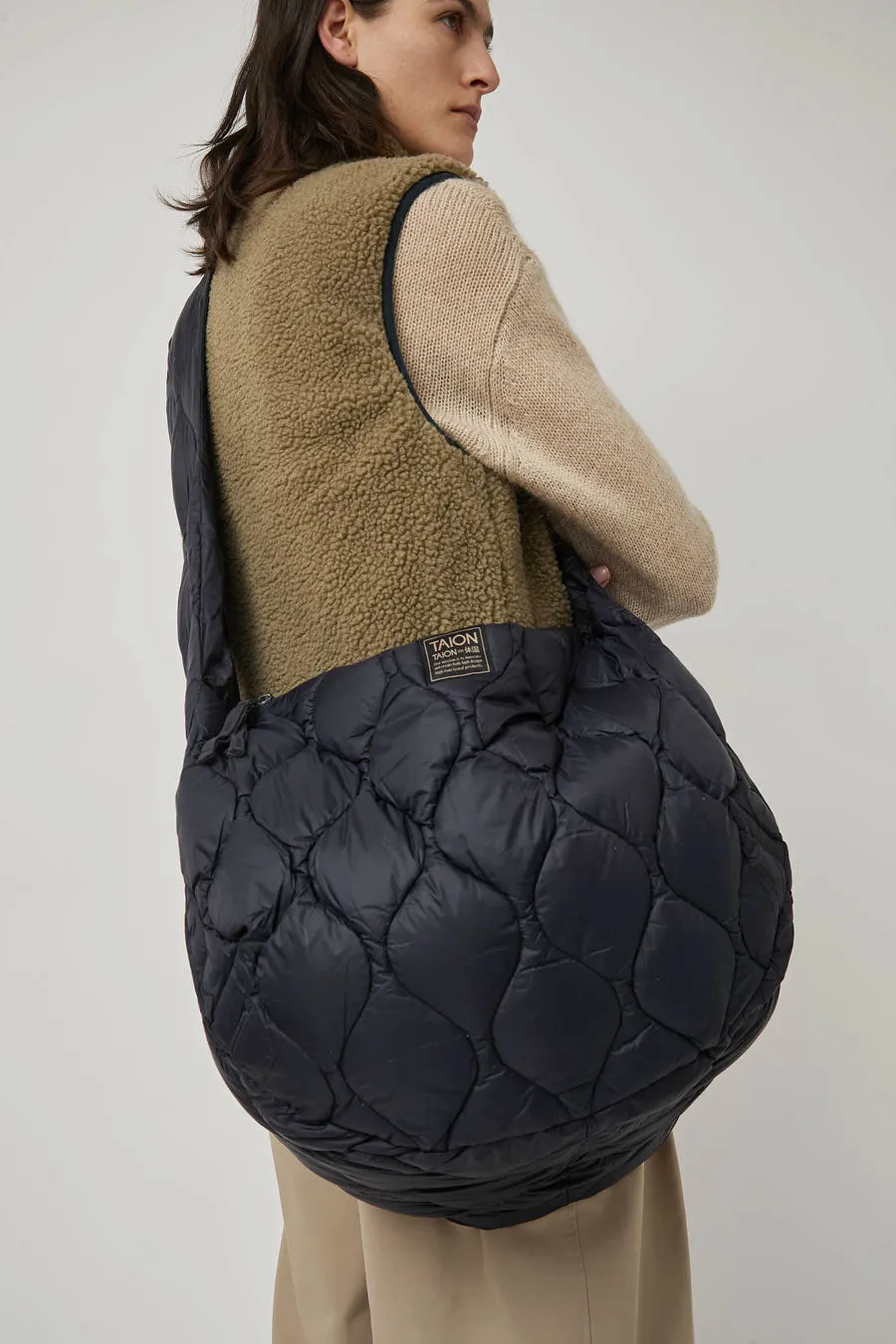 TAION Military Banana Shoulder Down Bag in Dark Navy sold by No. 6