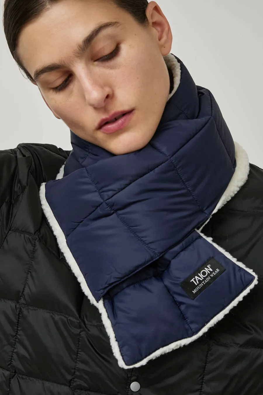 TAION Mountain Reversible Down x BOA Scarf in Navy and Ivory sold by No. 6 product image thumbnail 4
