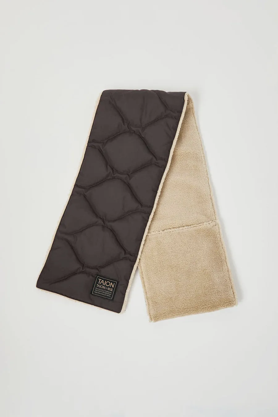 TAION Military Reversible Down Scarf in Dark Coco and Beige sold by No. 6 product image thumbnail 3