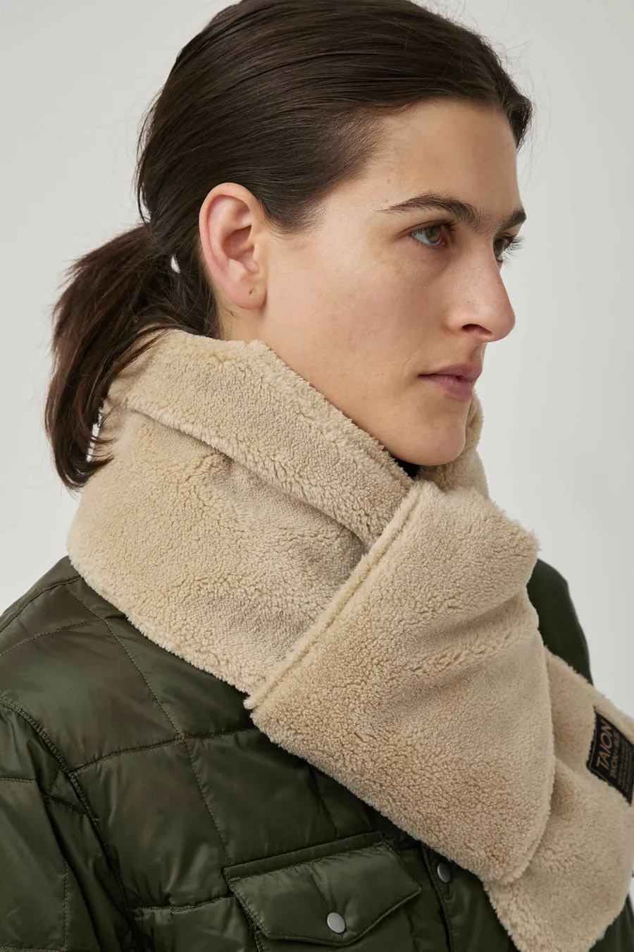 TAION Military Reversible Down Scarf in Dark Coco and Beige sold by No. 6 product image thumbnail 4