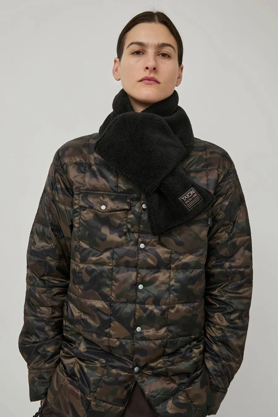 TAION Military Reversible Down Scarf in Green and Black sold by No. 6 product image thumbnail 5