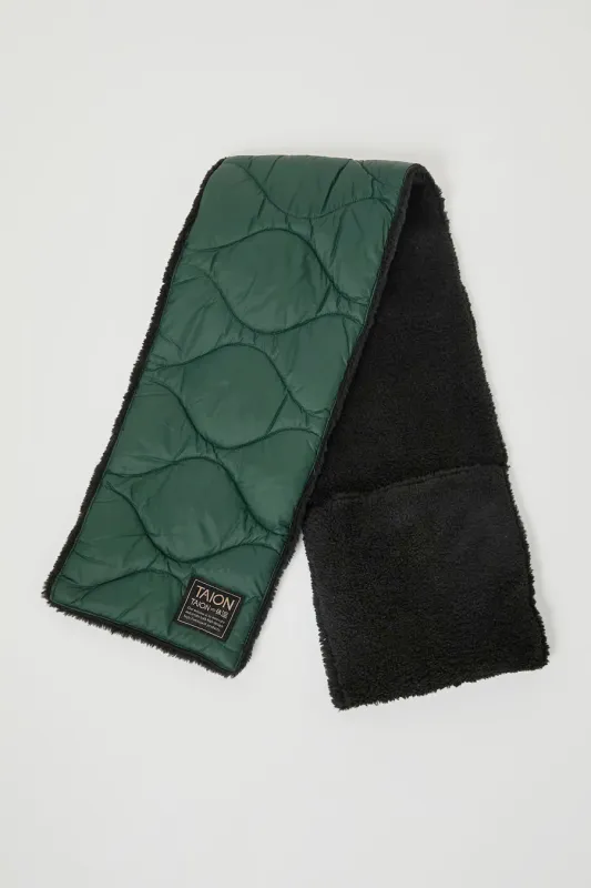 TAION Military Reversible Down Scarf in Green and Black sold by No. 6