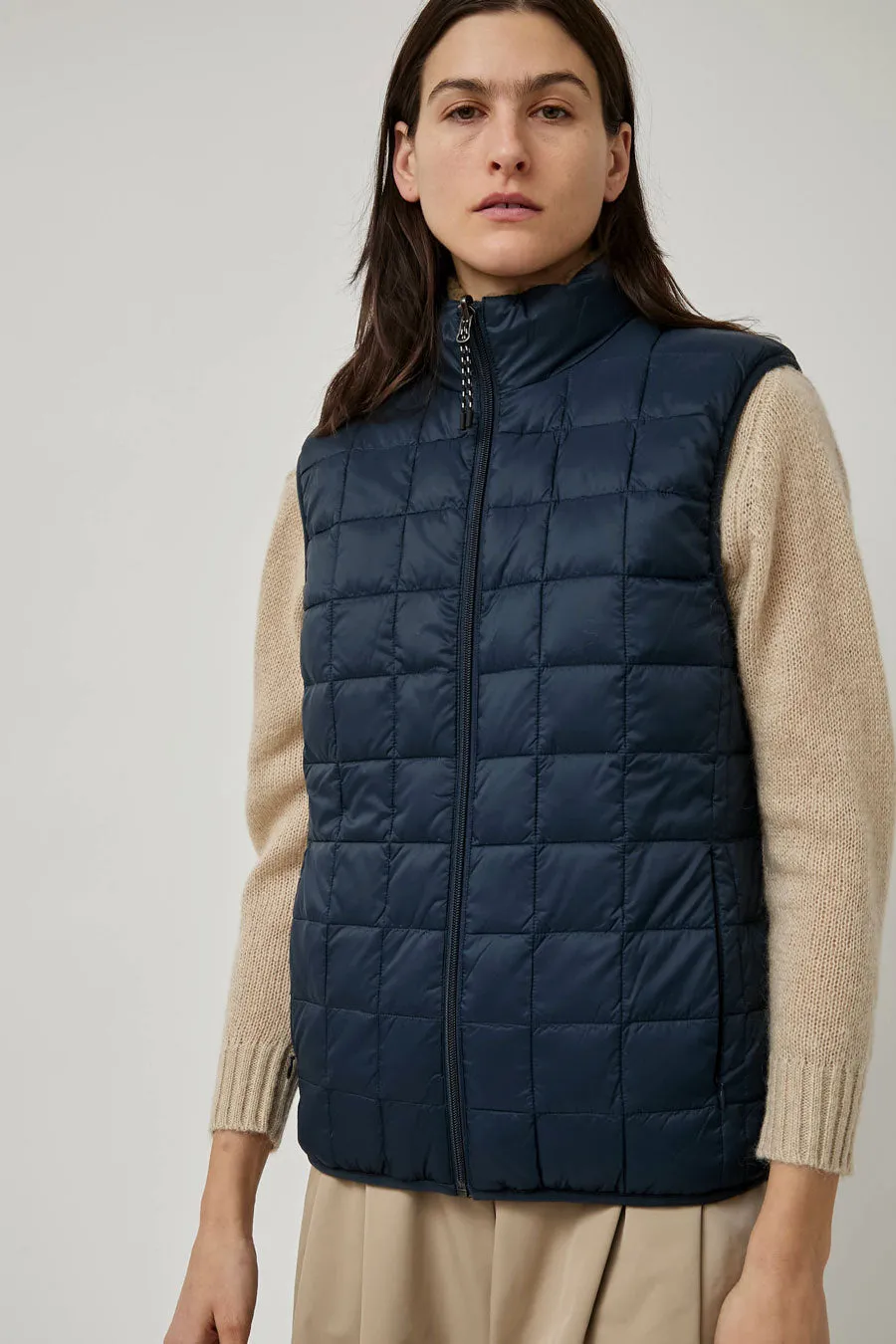 TAION Mountain Reversible Hi-Neck Vest in Dark Navy and Beige sold by No. 6 product image thumbnail 5