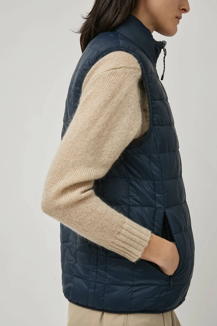 TAION Mountain Reversible Hi-Neck Vest in Dark Navy and Beige sold by No. 6 product image thumbnail 4