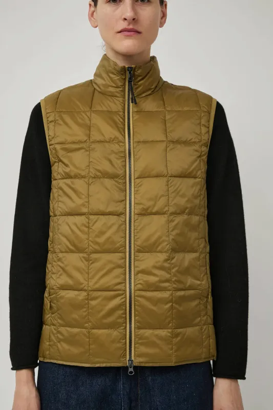 TAION High Neck W-Zip Down Vest in Beige sold by No. 6