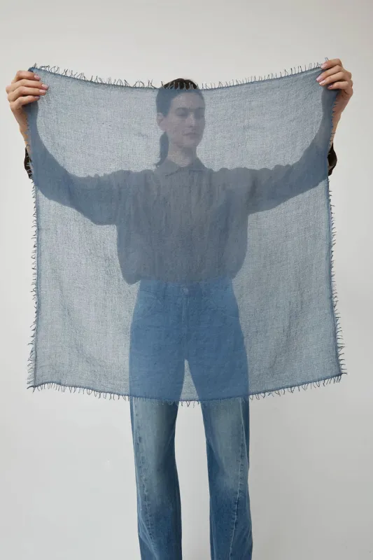 Meg Cohen Square Cashmere Whisper Scarf in Dark Mid Blue sold by No. 6