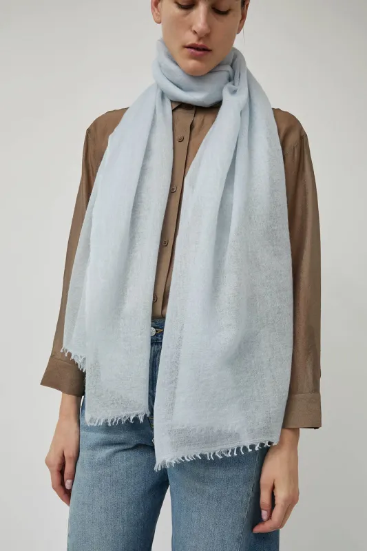 Meg Cohen Long Cashmere Whisper Scarf in Pale Blue sold by No. 6