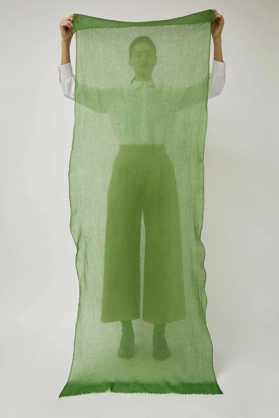 Meg Cohen Long Cashmere Whisper Scarf in Moss sold by No. 6