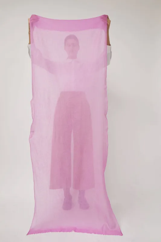 Meg Cohen Long Cashmere Whisper Scarf in Rose sold by No. 6