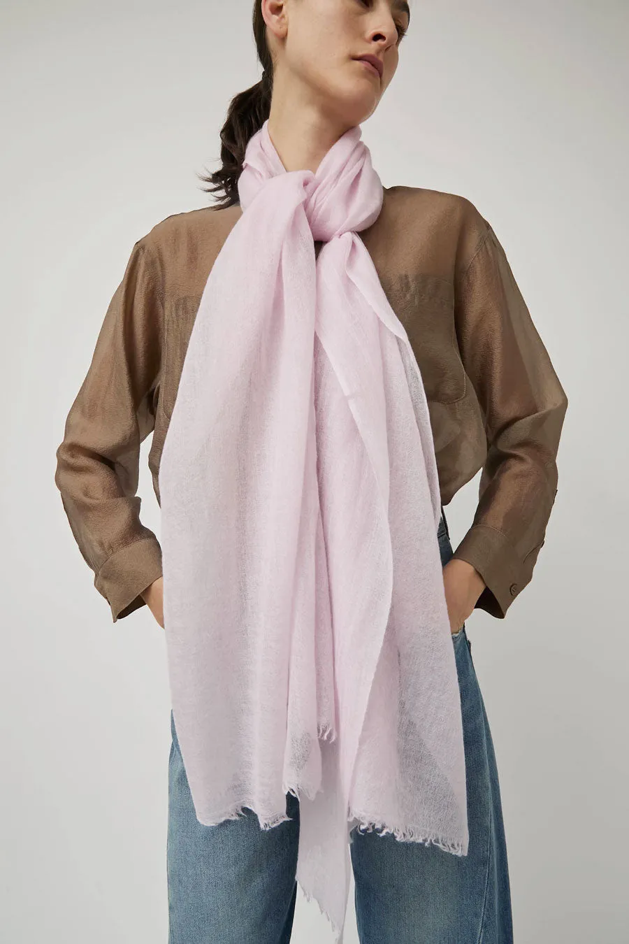 Meg Cohen Long Cashmere Whisper Scarf in Blush sold by No. 6