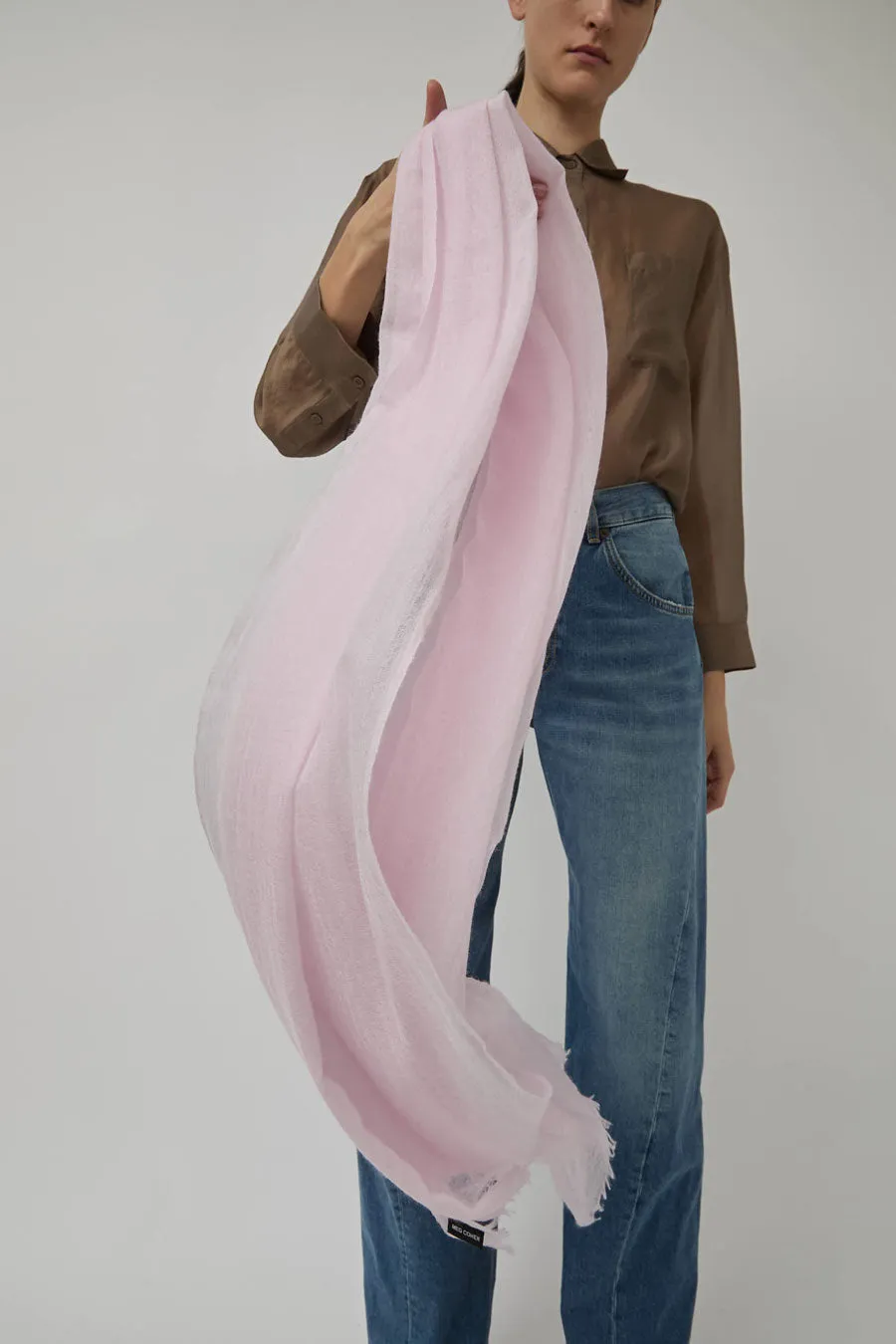 Meg Cohen Long Cashmere Whisper Scarf in Blush sold by No. 6 product image thumbnail 4