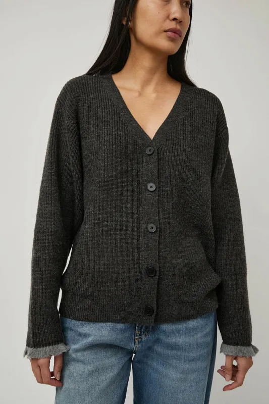 Deiji Studios Flounce Cardigan in Charcoal sold by No. 6