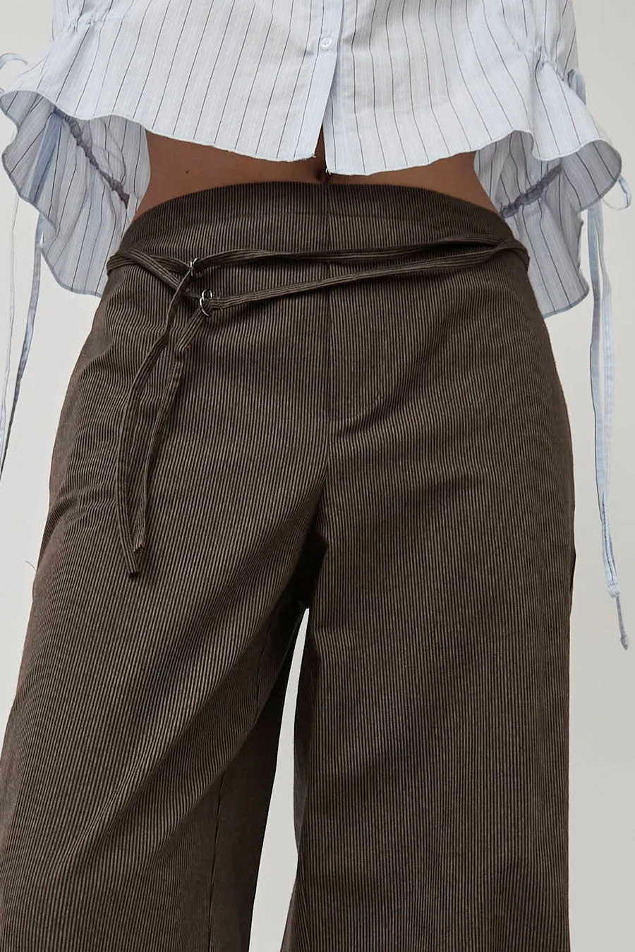 Deiji Studios Double Belted Pant in Brown Stripe sold by No. 6 product image thumbnail 3
