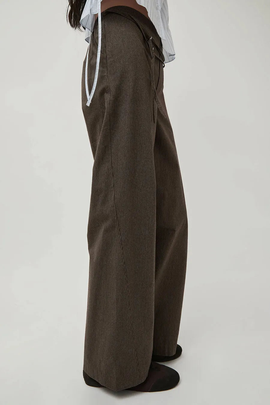 Deiji Studios Double Belted Pant in Brown Stripe sold by No. 6 product image thumbnail 2