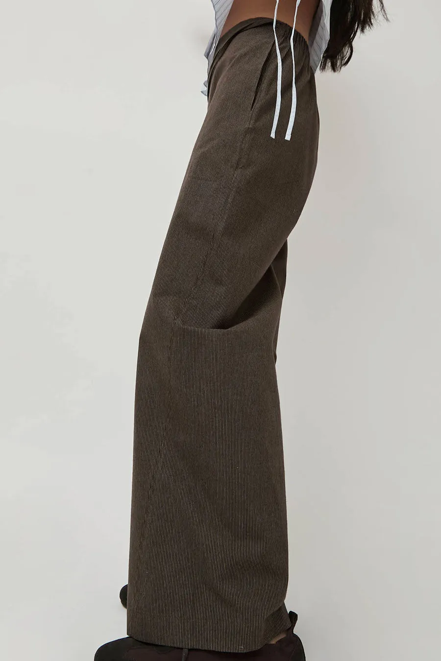 Deiji Studios Double Belted Pant in Brown Stripe sold by No. 6 product image thumbnail 4