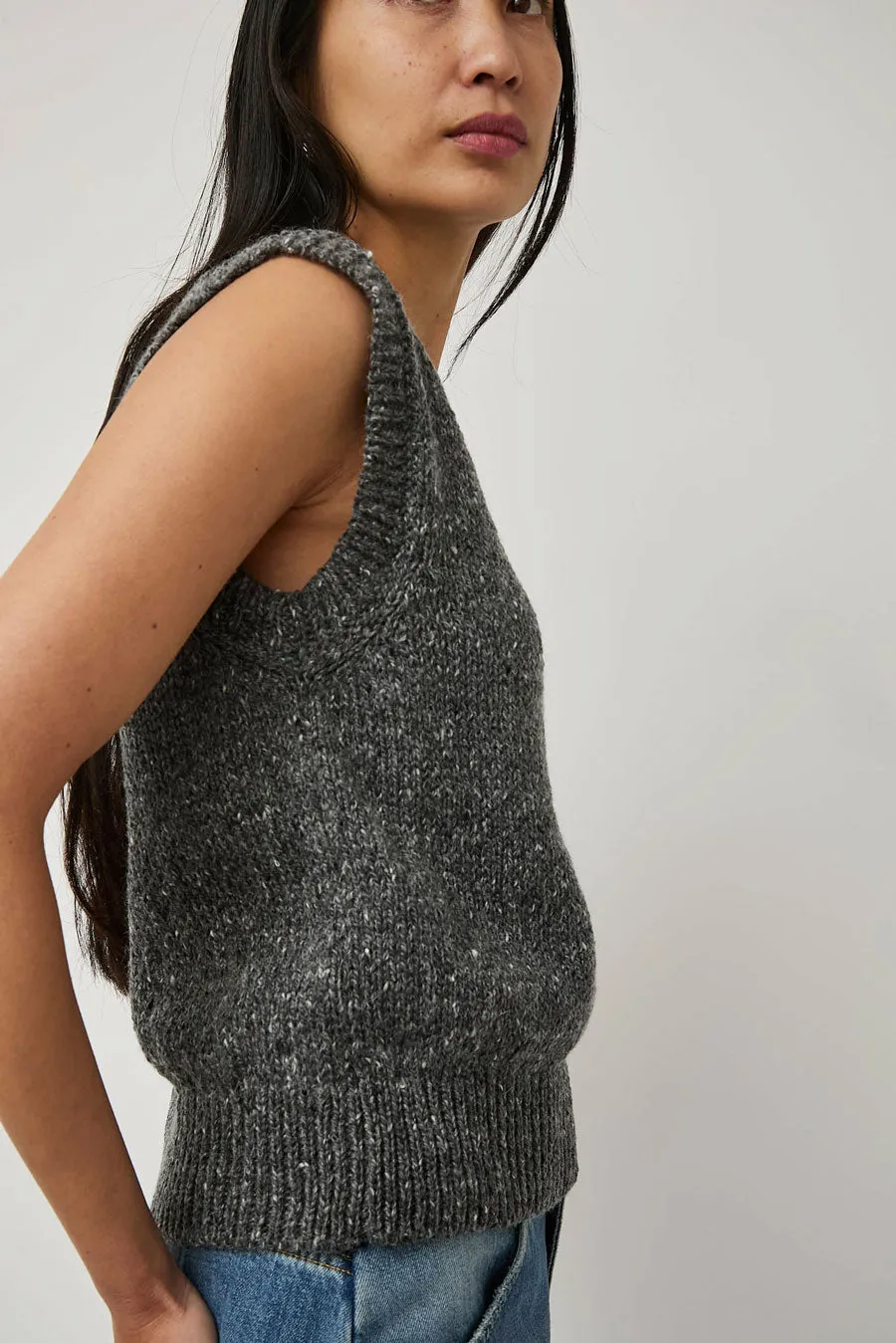 HOWLIN' Lost my Sleeves Knit Vest in Charcoal sold by No. 6 product image thumbnail 4