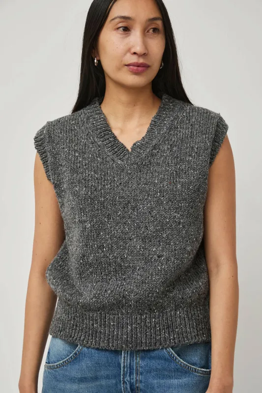 HOWLIN' Lost my Sleeves Knit Vest in Charcoal sold by No. 6