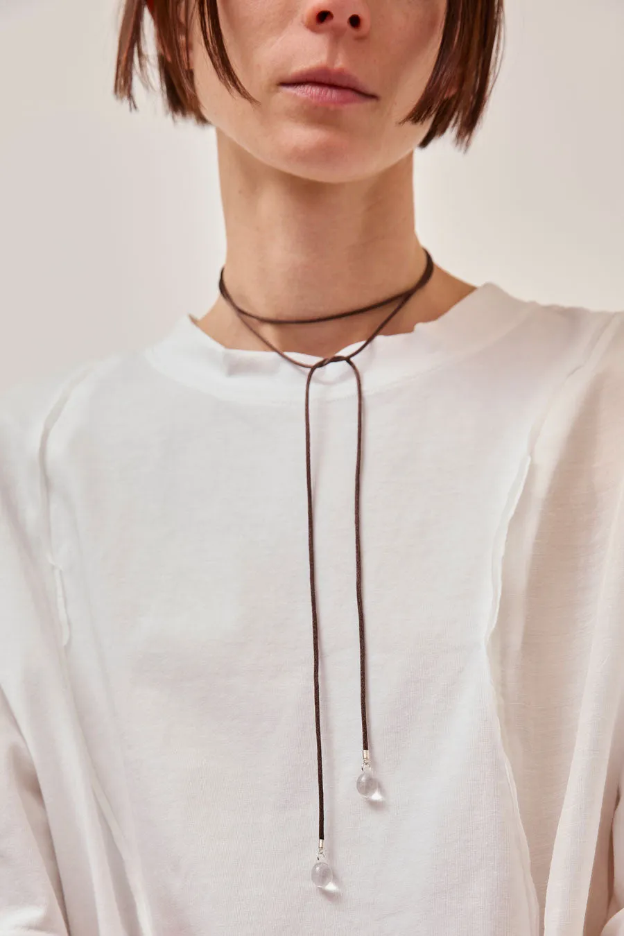 Sisi Joia Long Tac Tac Necklace in Brown and Clear sold by No. 6