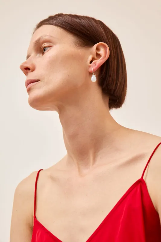 Sisi Joia Gota Mini Earrings in Opaline White and Silver sold by No. 6