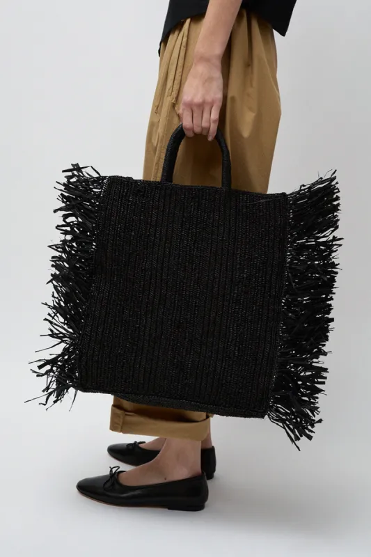 Modern Weaving Straight Fringe Square Bag in Black sold by No. 6
