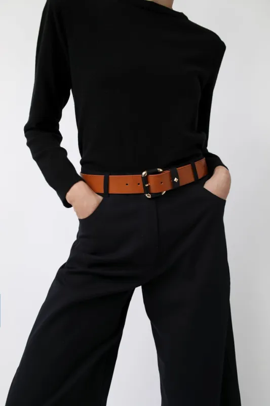 Herbert Frere Soeur La Coulomb Belt in Camel and Noir made by No. 6