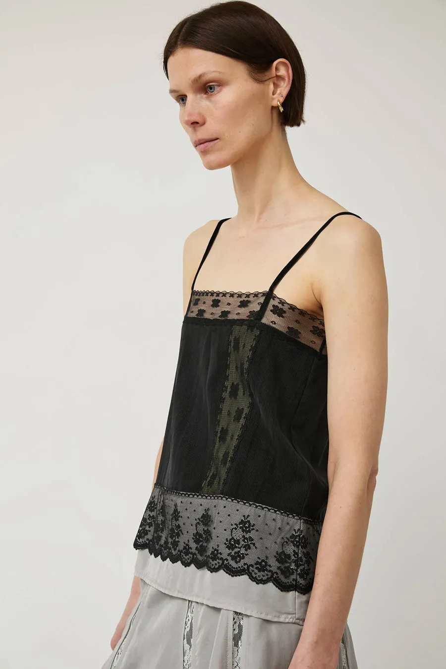 Greta Garmel Lace Tank in Black sold by No. 6