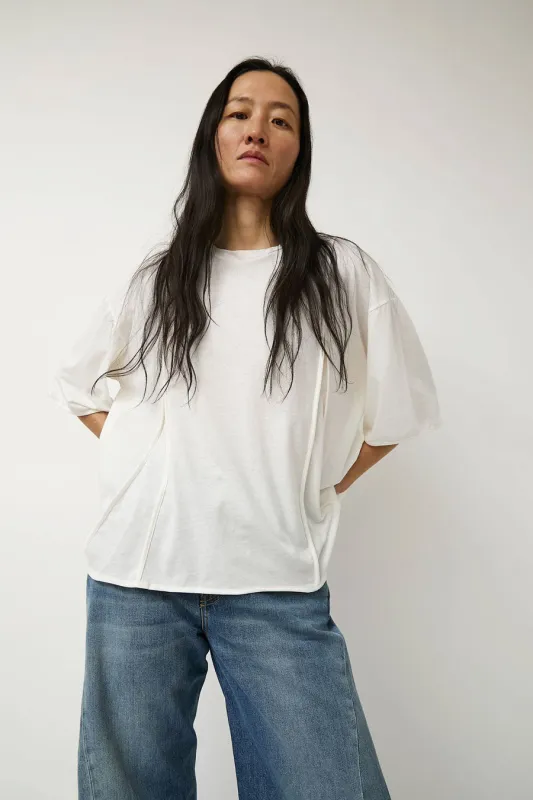Baserange Mul Tee Shirt in Off White made by Baserange