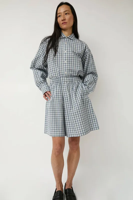 Baserange Claude Shorts in Blue Check sold by No. 6