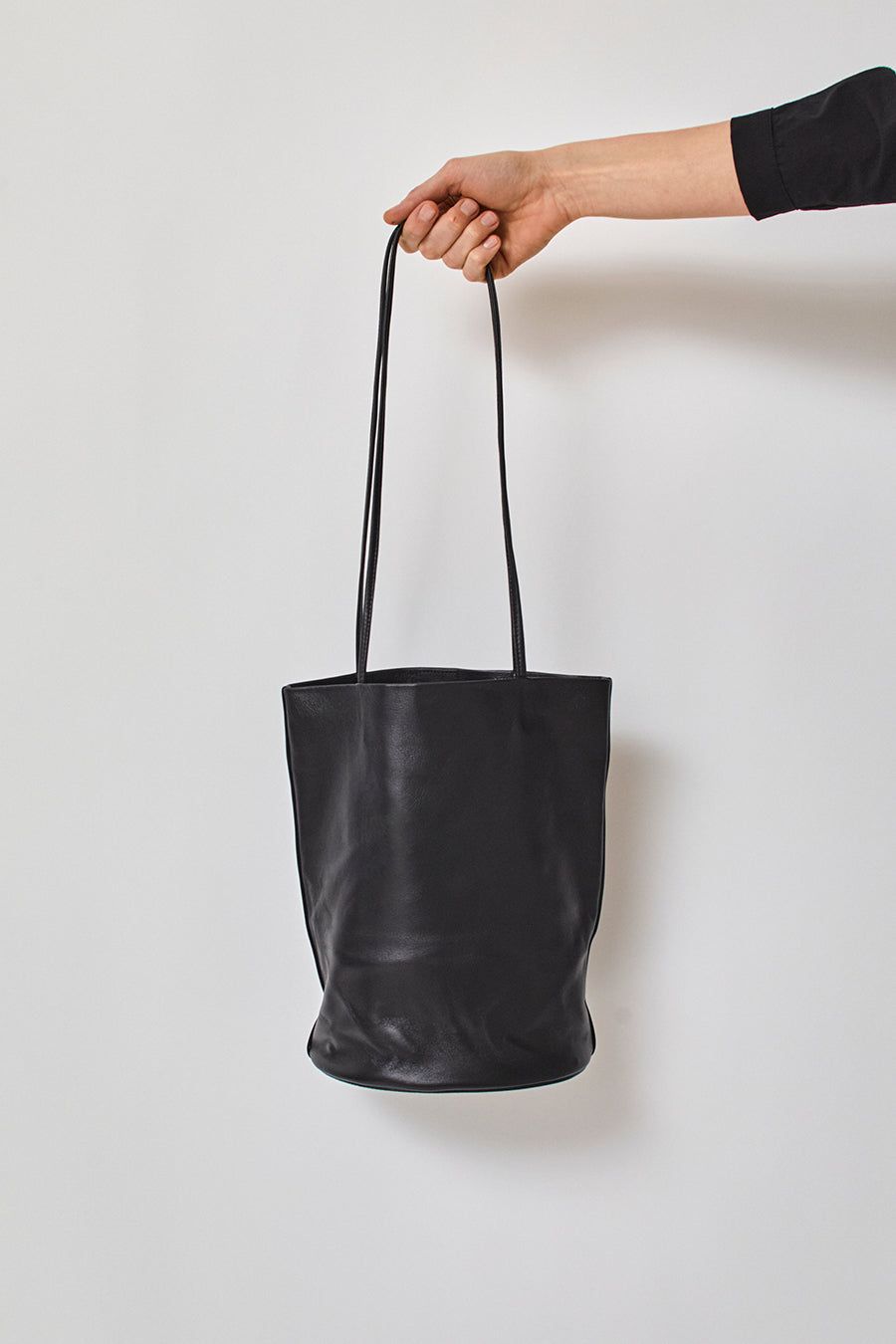 Modern Weaving Draped Oval Bucket Bag in Black sold by No. 6