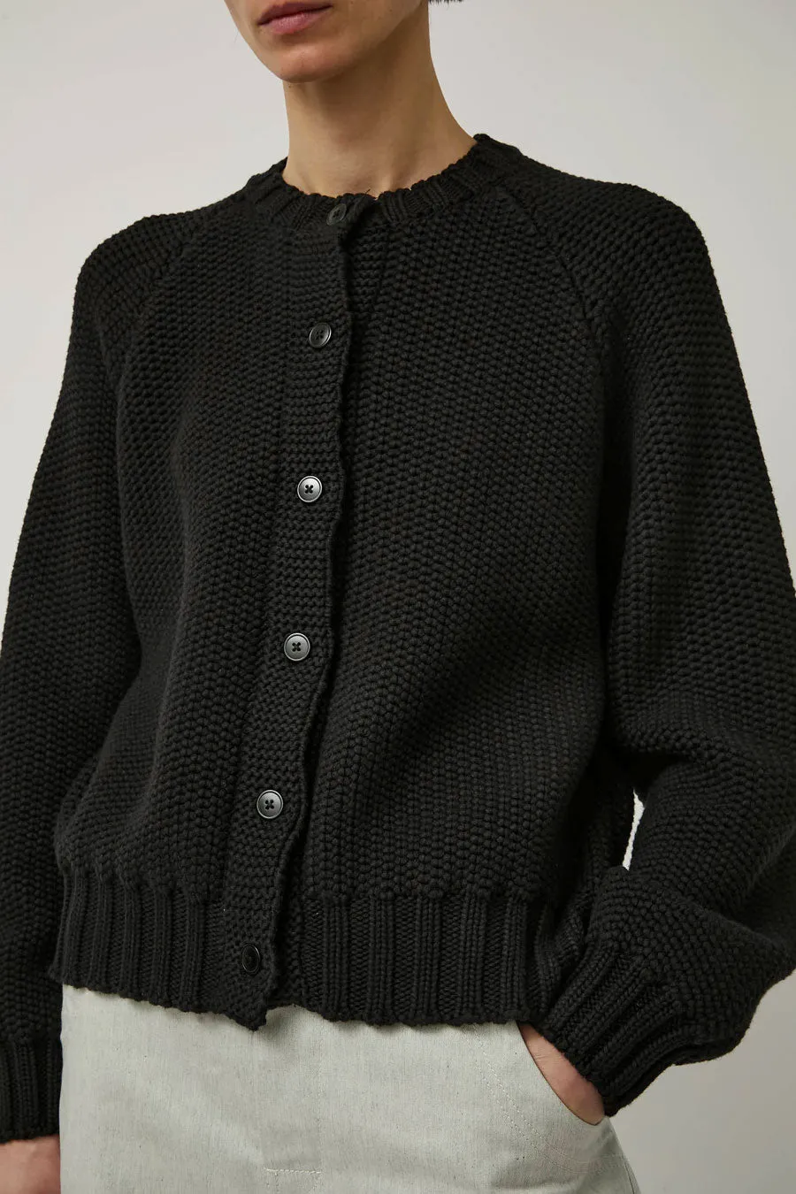 YMC Atomic Cardigan in Black sold by No. 6