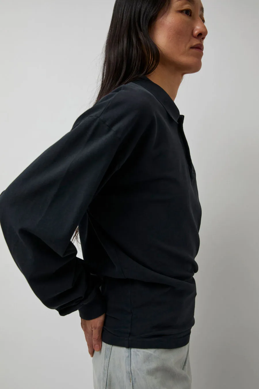 Haikure Freddie Long Sleeve Polo in Carbon sold by No. 6 product image thumbnail 2