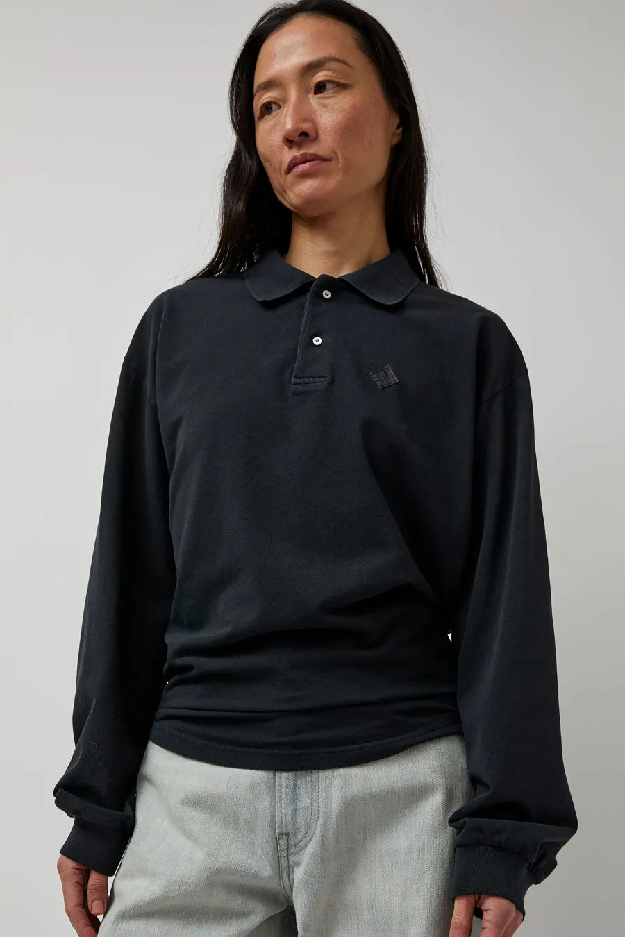 Haikure Freddie Long Sleeve Polo in Carbon sold by No. 6