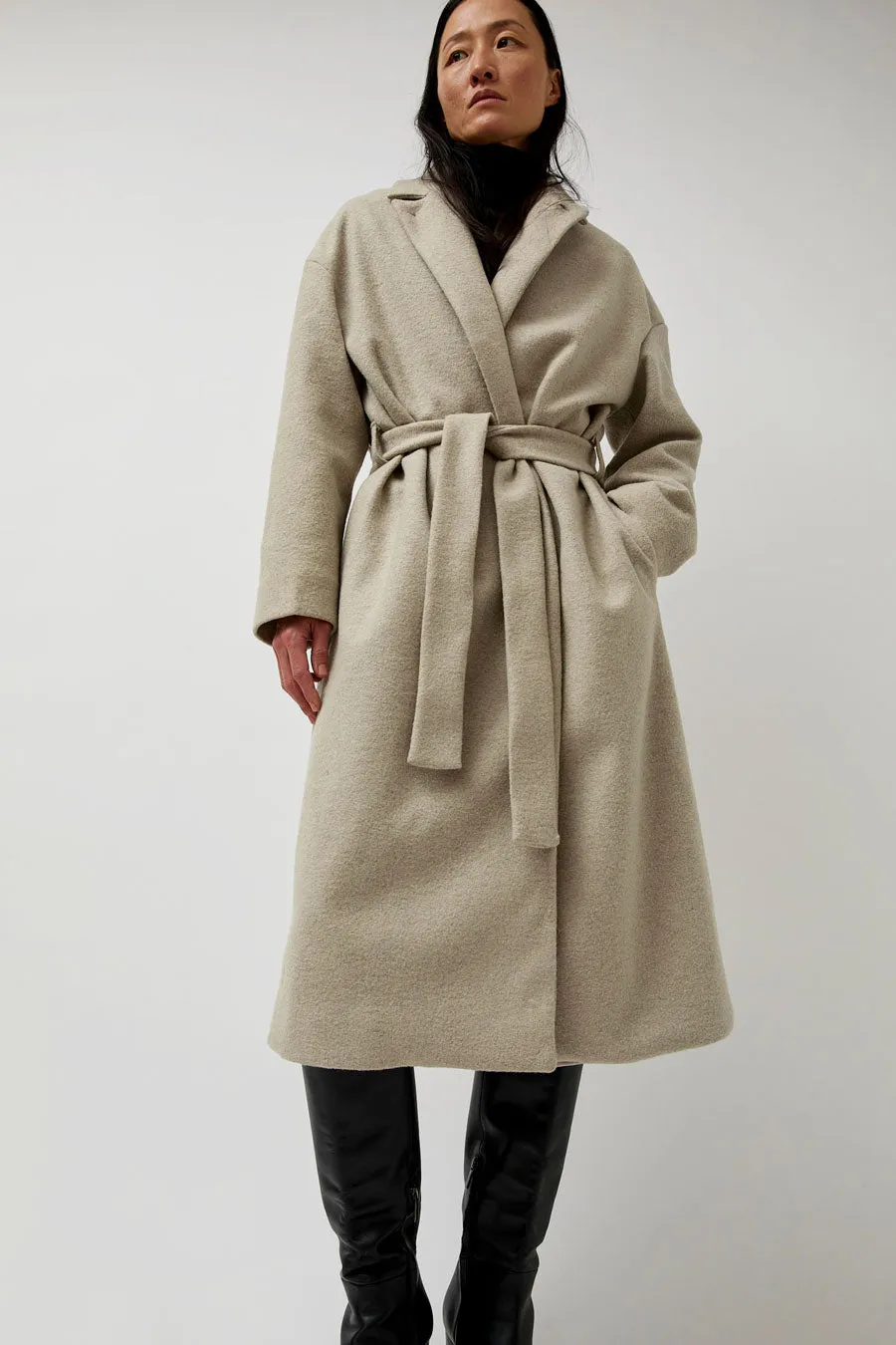 No.6 Ingrid Wrap Coat in Beige sold by No. 6