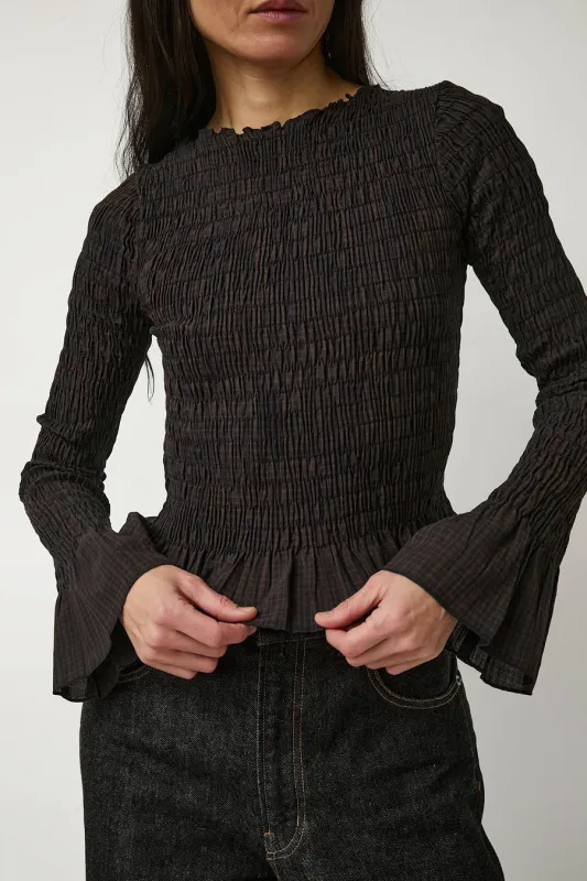 Zii Ropa Ila Smock Top in Dark Chocolate Plaid made by Zii Ropa