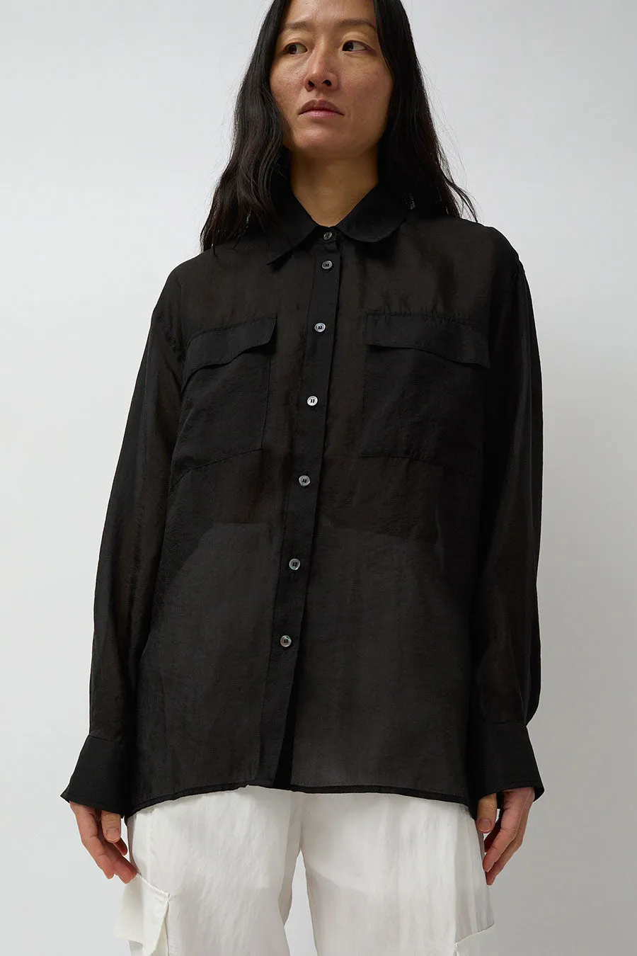 Mijeong Park Organza Sheer Blouse in Black sold by No. 6