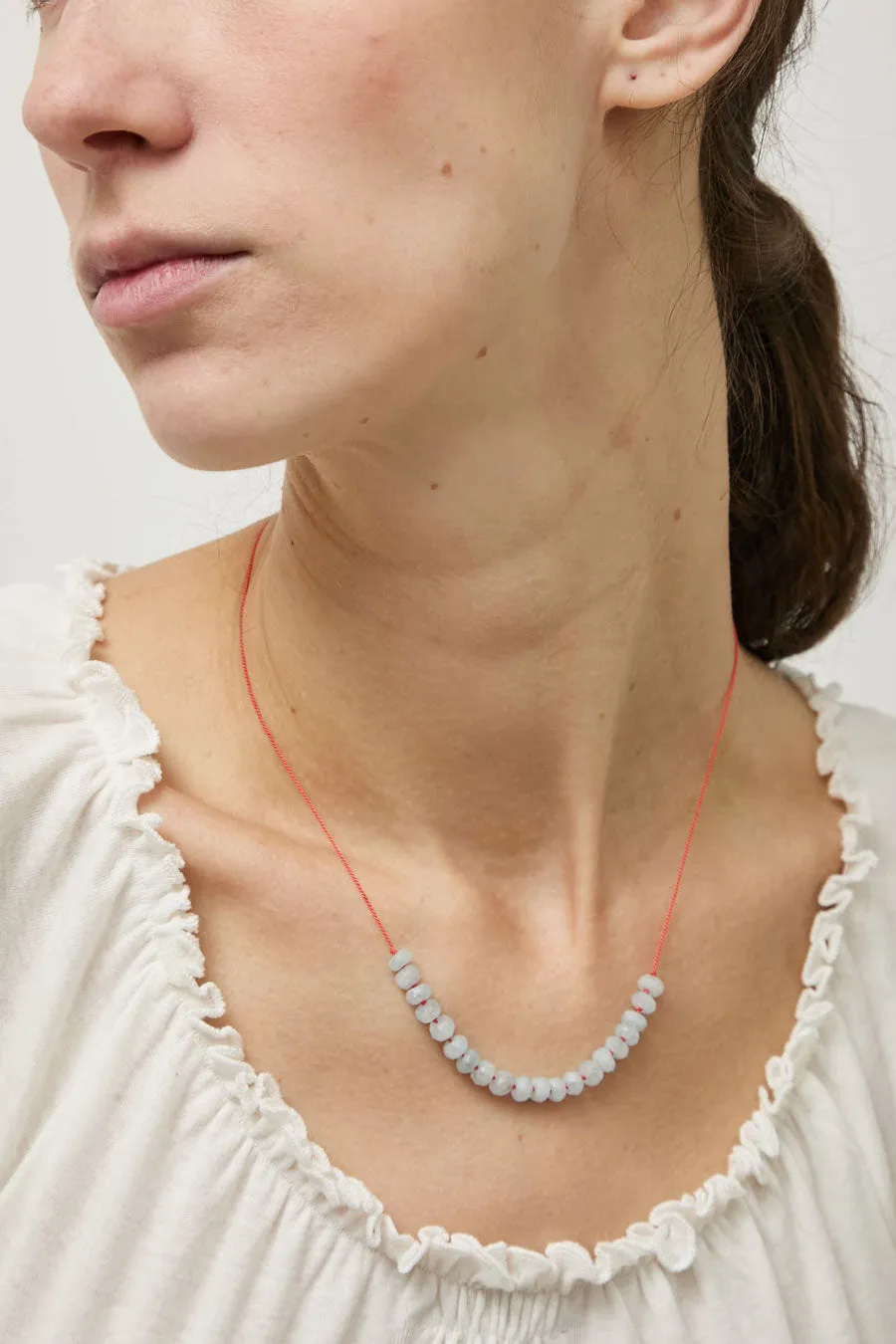 Berni Sun Glint Necklace in Faceted Aquamarine and Coral Silk sold by No. 6 product image thumbnail 3