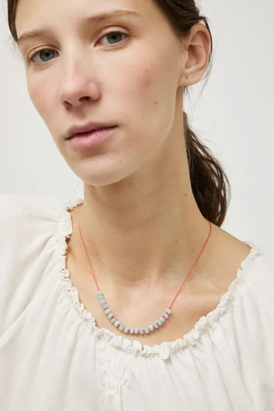 Berni Sun Glint Necklace in Faceted Aquamarine and Coral Silk made by No. 6